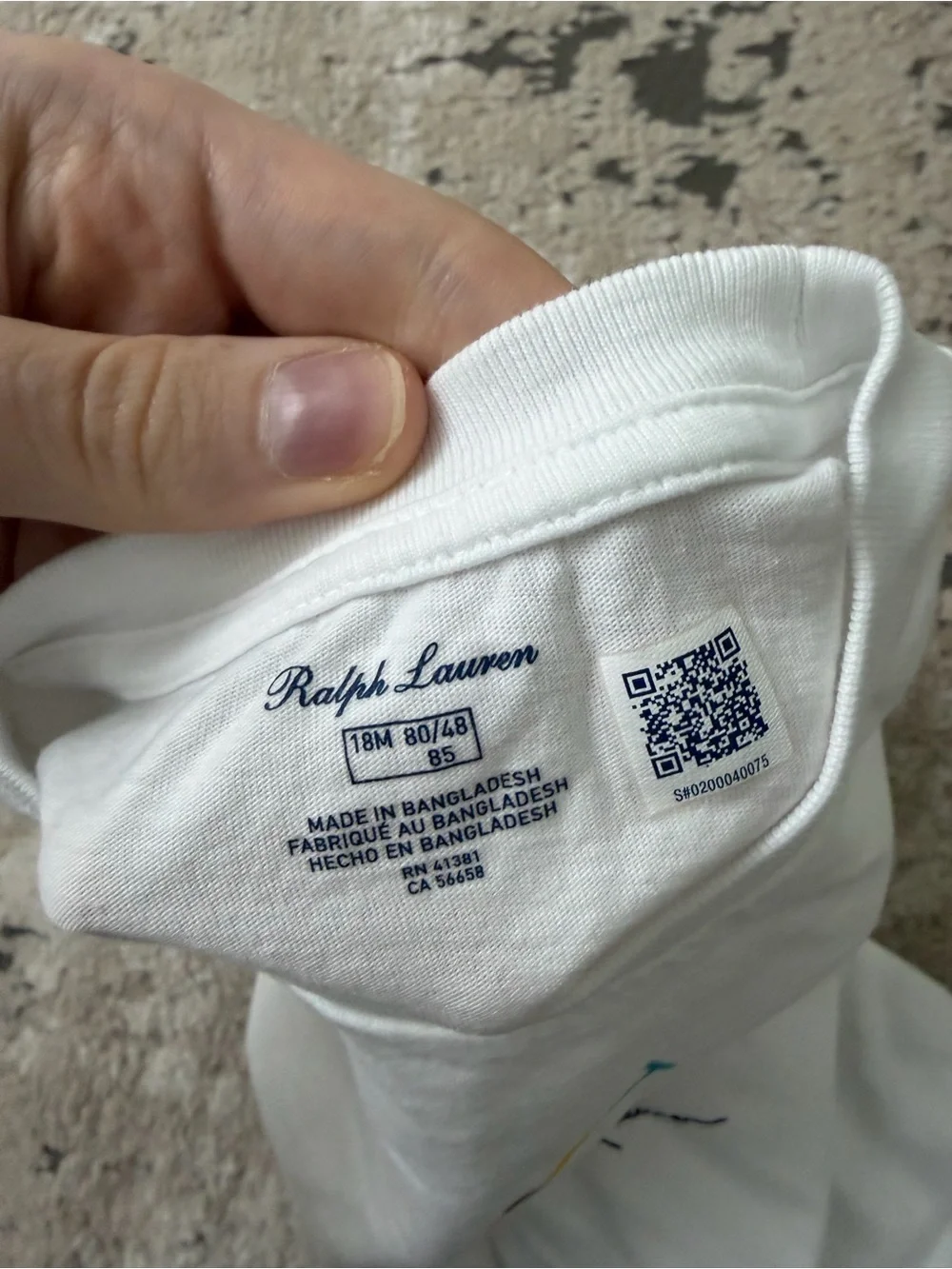 Ralph Lauren Baby Boy White Graphic T-Shirt Size 18 Months
